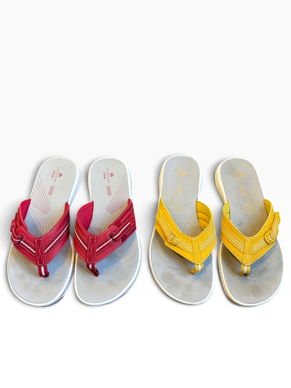 Clarks Cloudsteppers Breeze Sea Sandals Women’s 8 Red & Yellow Cushion Lot of 2